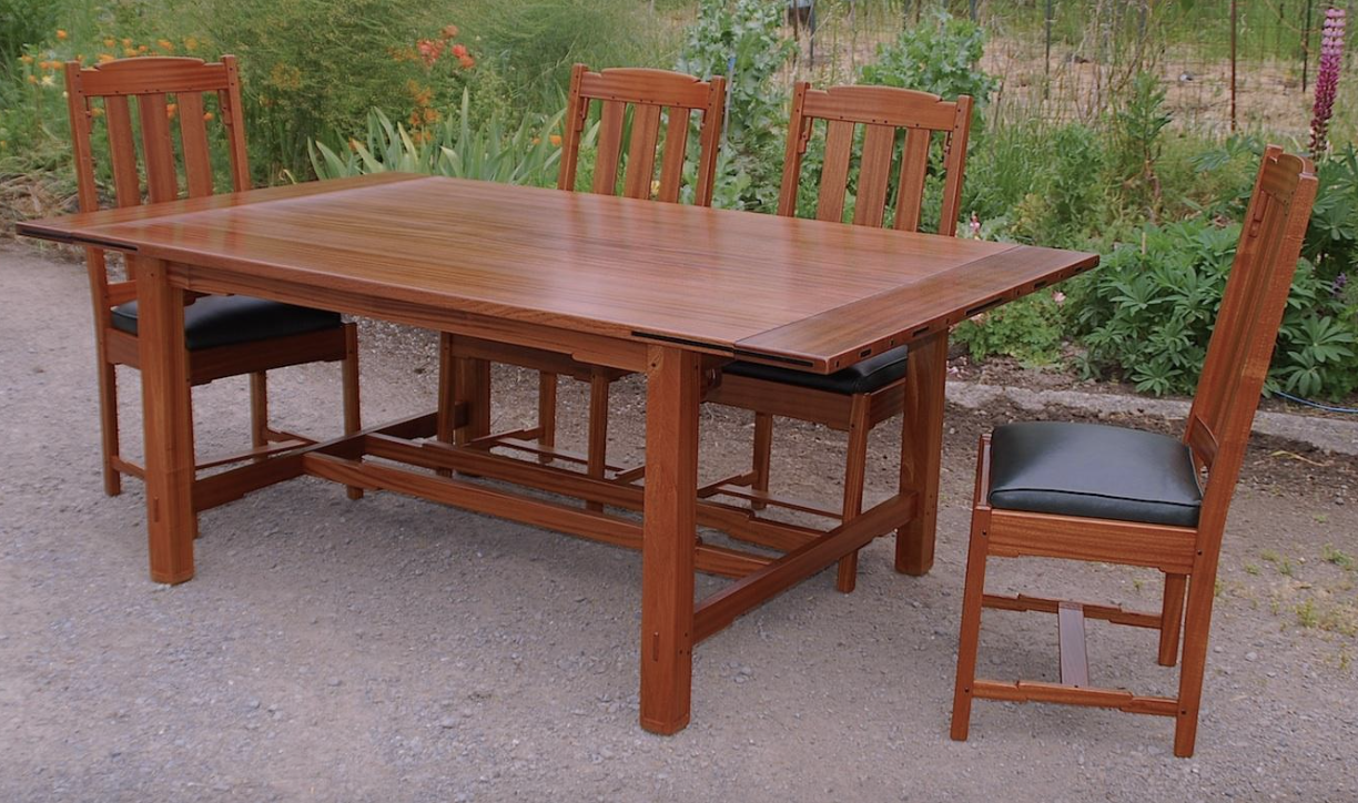 Cherry dining table set with chairs