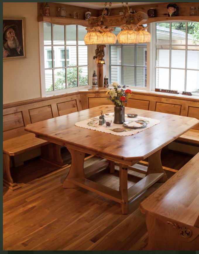 Pine breakfast nook with benches